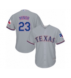Texas Rangers #23 Mike Minor Replica Grey Road Cool Base Baseball Jersey