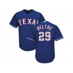 Texas Rangers #29 Adrian Beltre Authentic Royal Blue Team Logo Fashion Cool Base MLB Jersey