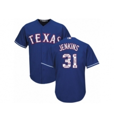 Texas Rangers #31 Ferguson Jenkins Authentic Royal Blue Team Logo Fashion Cool Base MLB Jersey