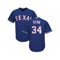 Texas Rangers #34 Nolan Ryan Authentic Royal Blue Team Logo Fashion Cool Base MLB Jersey