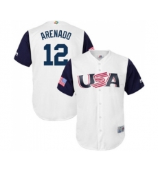 USA Baseball #12 Nolan Arenado White 2017 World Baseball Classic Replica Team Jersey