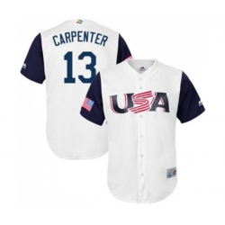 USA Baseball #13 Matt Carpenter White 2017 World Baseball Classic Replica Team Jersey