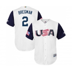 USA Baseball #2 Alex Bregman White 2017 World Baseball Classic Replica Team Jersey