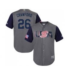 USA Baseball #26 Brandon Crawford Gray 2017 World Baseball Classic Replica Team Jersey