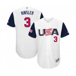 USA Baseball #3 Ian Kinsler White 2017 World Baseball Classic Authentic Team Jersey