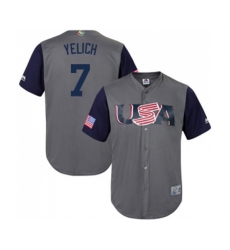 USA Baseball #7 Christian Yelich Gray 2017 World Baseball Classic Replica Team Jersey