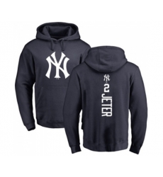 MLB Nike New York Yankees #2 Derek Jeter Navy Blue Backer Pullover Hoodie