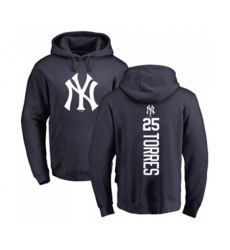 MLB Nike New York Yankees #25 Gleyber Torres Navy Blue Backer Pullover Hoodie