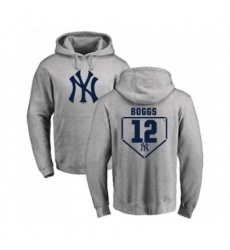 New York Yankees #12 Wade Boggs Gray RBI Pullover Hoodie