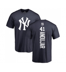 Baseball New York Yankees #41 Miguel Andujar Navy Blue Backer T-Shirt