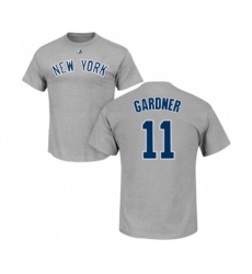 MLB Nike New York Yankees #11 Brett Gardner Gray Name & Number T-Shirt
