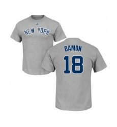 MLB Nike New York Yankees #18 Johnny Damon Gray Name & Number T-Shirt