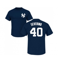 MLB Nike New York Yankees #40 Luis Severino Navy Blue Name & Number T-Shirt
