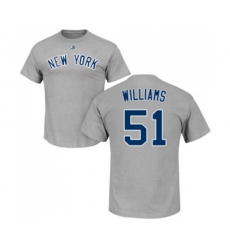 MLB Nike New York Yankees #51 Bernie Williams Gray Name & Number T-Shirt