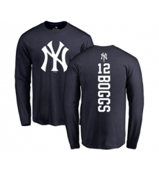 New York Yankees #12 Wade Boggs Replica Navy Blue Alternate Baseball T-Shirt