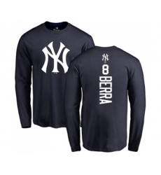 New York Yankees #8 Yogi Berra Replica Navy Blue Alternate Baseball T-Shirt