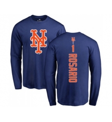 New York Mets #1 Amed Rosario Royal Blue Backer Long Sleeve T-Shirt