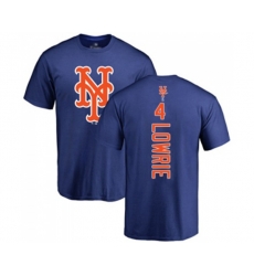 New York Mets #4 Jed Lowrie Royal Blue Backer T-Shirt