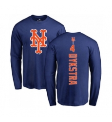 New York Mets #4 Lenny Dykstra Royal Blue Backer Long Sleeve T-Shirt