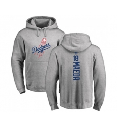 Los Angeles Dodgers #18 Kenta Maeda Ash Backer Pullover Hoodie