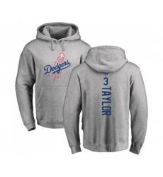 Los Angeles Dodgers #3 Chris Taylor Ash Backer Pullover Hoodie