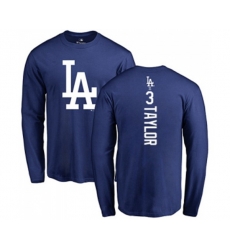 Los Angeles Dodgers #3 Chris Taylor Royal Blue Backer Long Sleeve T-Shirt