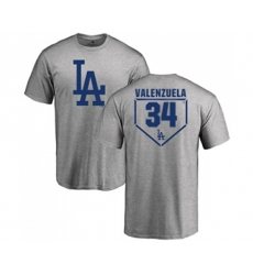 Los Angeles Dodgers #34 Fernando Valenzuela Gray RBI T-Shirt