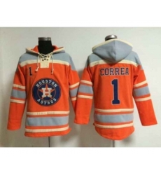 Houston Astros #1 Carlos Correa Orange[pullover hooded sweatshirt]