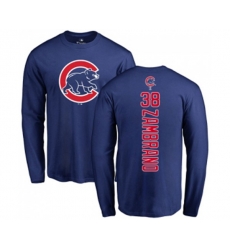 MLB Nike Chicago Cubs #38 Carlos Zambrano Royal Blue Backer Long Sleeve T-Shirt