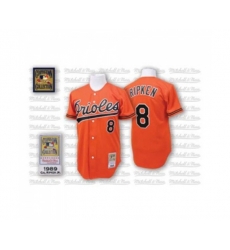 1989 Baltimore Orioles #8 Cal Ripken Authentic Orange Throwback Baseball Jersey