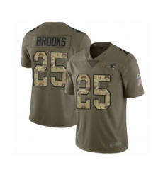 New England Patriots #25 Terrence Brooks Limited Olive Camo 2017 Salute to Service Football Jersey