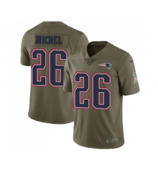 New England Patriots #26 Sony Michel Limited Olive 2017 Salute to Service Football Jersey