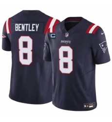 New England Patriots #8 JaWhaun Bentley Navy F.U.S.E. With 4-Star C Vapor Limited Stitched Football Jersey