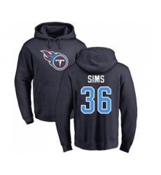 Tennessee Titans #36 LeShaun Sims Navy Blue Name & Number Logo Pullover Hoodie