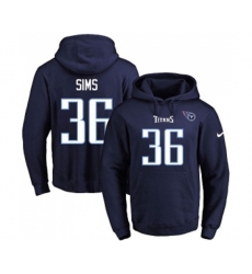 Tennessee Titans #36 LeShaun Sims Navy Blue Name & Number Pullover Hoodie
