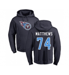 Tennessee Titans #74 Bruce Matthews Navy Blue Name & Number Logo Pullover Hoodie
