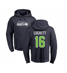 Seattle Seahawks #16 Tyler Lockett Navy Blue Name & Number Logo Pullover Hoodie
