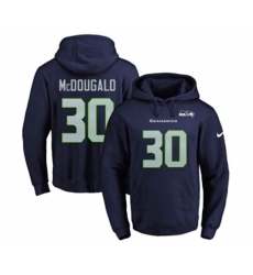Seattle Seahawks #30 Bradley McDougald Navy Blue Name & Number Pullover Hoodie
