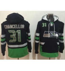 Seattle Seahawks #31 Kam Chancellor Navy Blue Green Name & Number Pullover NFL Hoodie