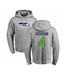 Seattle Seahawks #4 Michael Dickson Ash Name & Number Logo Pullover Hoodie