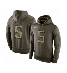 Seattle Seahawks #5 Jason Myers Green Salute To Service Pullover Hoodie