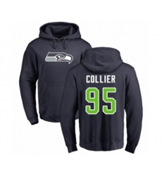 Seattle Seahawks #95 L.J. Collier Navy Blue Name & Number Logo Pullover Hoodie
