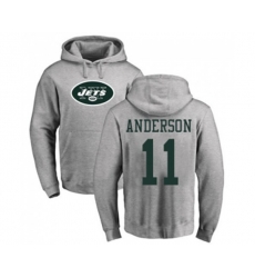 New York Jets #11 Robby Anderson Ash Name & Number Logo Pullover Hoodie