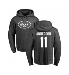 New York Jets #11 Robby Anderson Ash One Color Pullover Hoodie