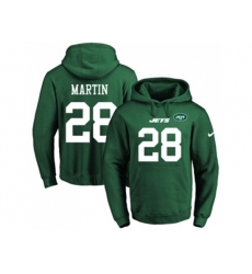 New York Jets #28 Curtis Martin Green Name & Number Pullover NFL Hoodie