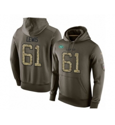New York Jets #61 Alex Lewis Green Salute To Service Pullover Hoodie