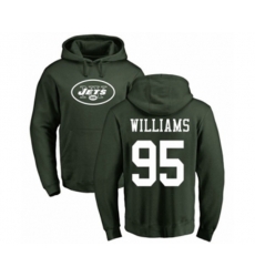 New York Jets #95 Quinnen Williams Green Name & Number Logo Pullover Hoodie