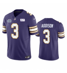 Minnesota Vikings #3 Jordan Addison Purple 2023 F U S E With Prem1ere Patch And Bud Grant Patch Vapor Untouchable Limited Stitched Football Jersey