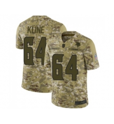 Minnesota Vikings #64 Josh Kline Limited Camo 2018 Salute to Service Football Jersey