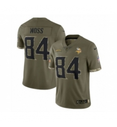 Minnesota Vikings #84 Randy Moss 2022 Olive Salute To Service Limited Stitched Jersey